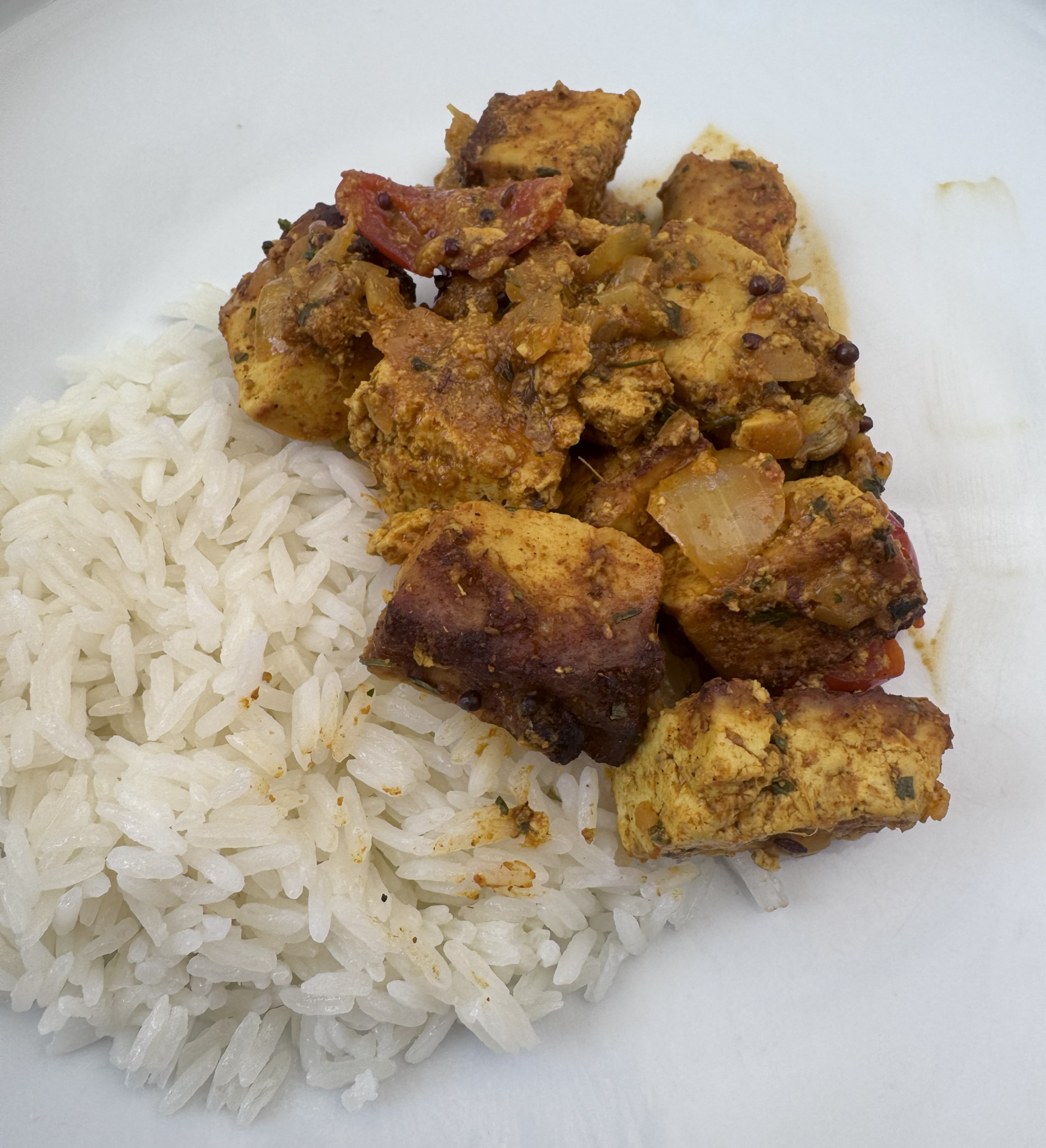 Tofu tikka masala basmati rizzsel